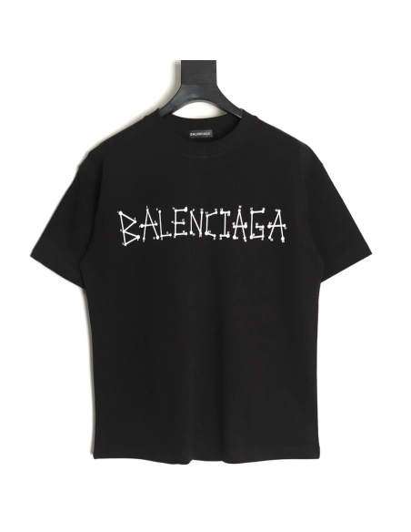 Balenciaga geometric logo double B flocked short-sleeved T-shirt TSK1,Balenciaga