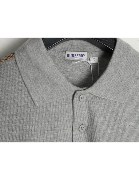 Burberry Warhorse Embroidery Check Shoulder Short Sleeve Polo Shirt TSK1,Burberry