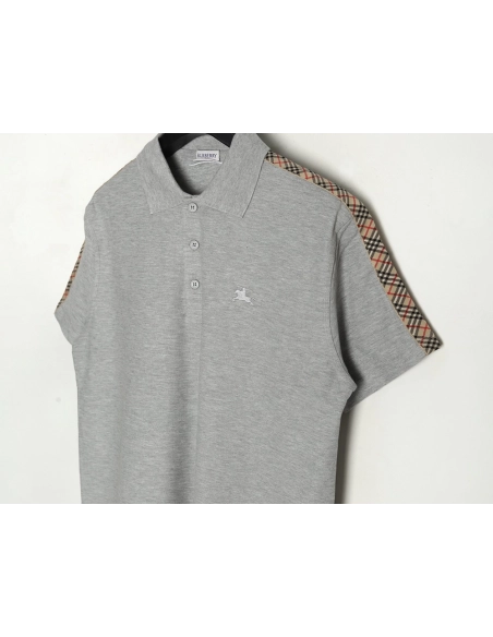 Burberry Warhorse Embroidery Check Shoulder Short Sleeve Polo Shirt TSK1,Burberry
