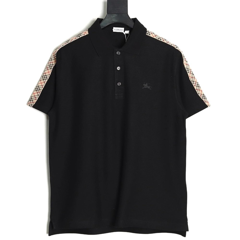 Burberry Warhorse Embroidery Check Shoulder Short Sleeve Polo Shirt TSK2,Burberry