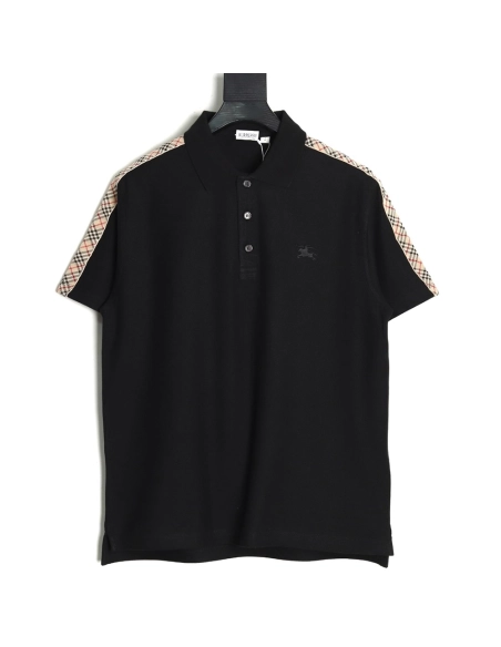 Burberry Warhorse Embroidery Check Shoulder Short Sleeve Polo Shirt TSK2,Burberry