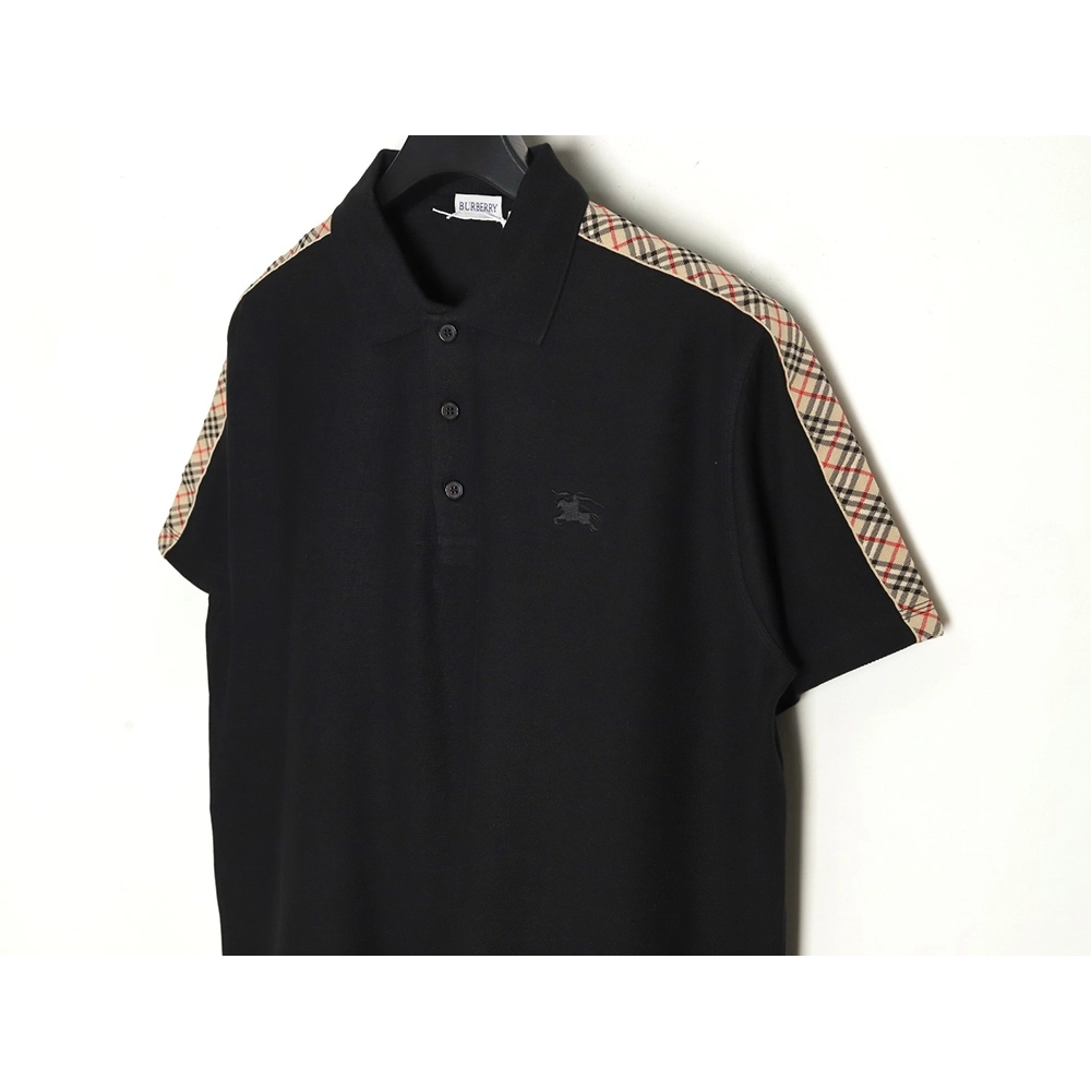 Burberry Warhorse Embroidery Check Shoulder Short Sleeve Polo Shirt TSK2,Burberry