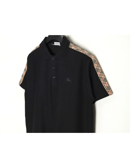 Burberry Warhorse Embroidery Check Shoulder Short Sleeve Polo Shirt TSK2,Burberry