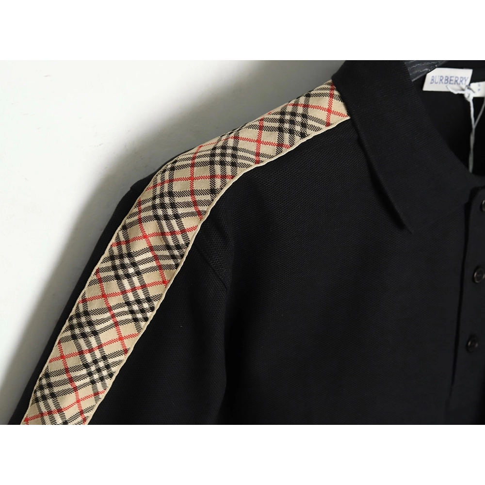 Burberry Warhorse Embroidery Check Shoulder Short Sleeve Polo Shirt TSK2,Burberry