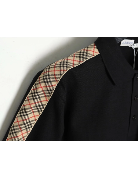 Burberry Warhorse Embroidery Check Shoulder Short Sleeve Polo Shirt TSK2,Burberry