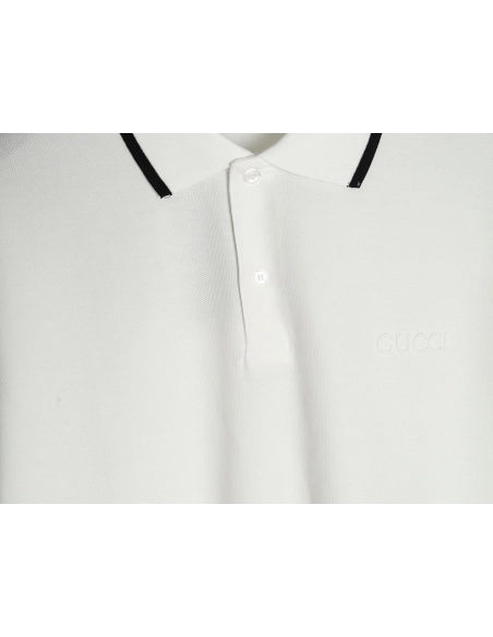 Gucci contrasting collar lettering laser embroidery short sleeve polo shirt,Gucci