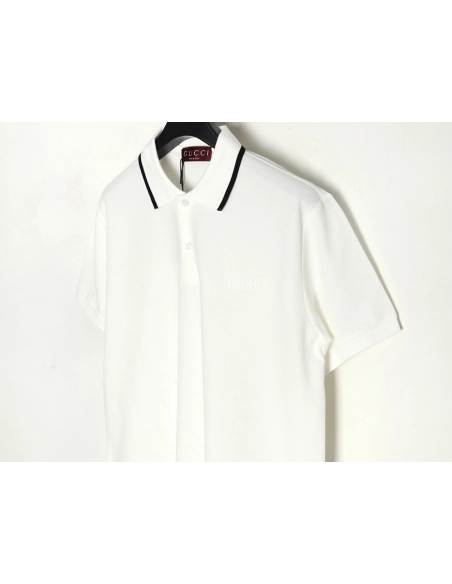 Gucci contrasting collar lettering laser embroidery short sleeve polo shirt,Gucci