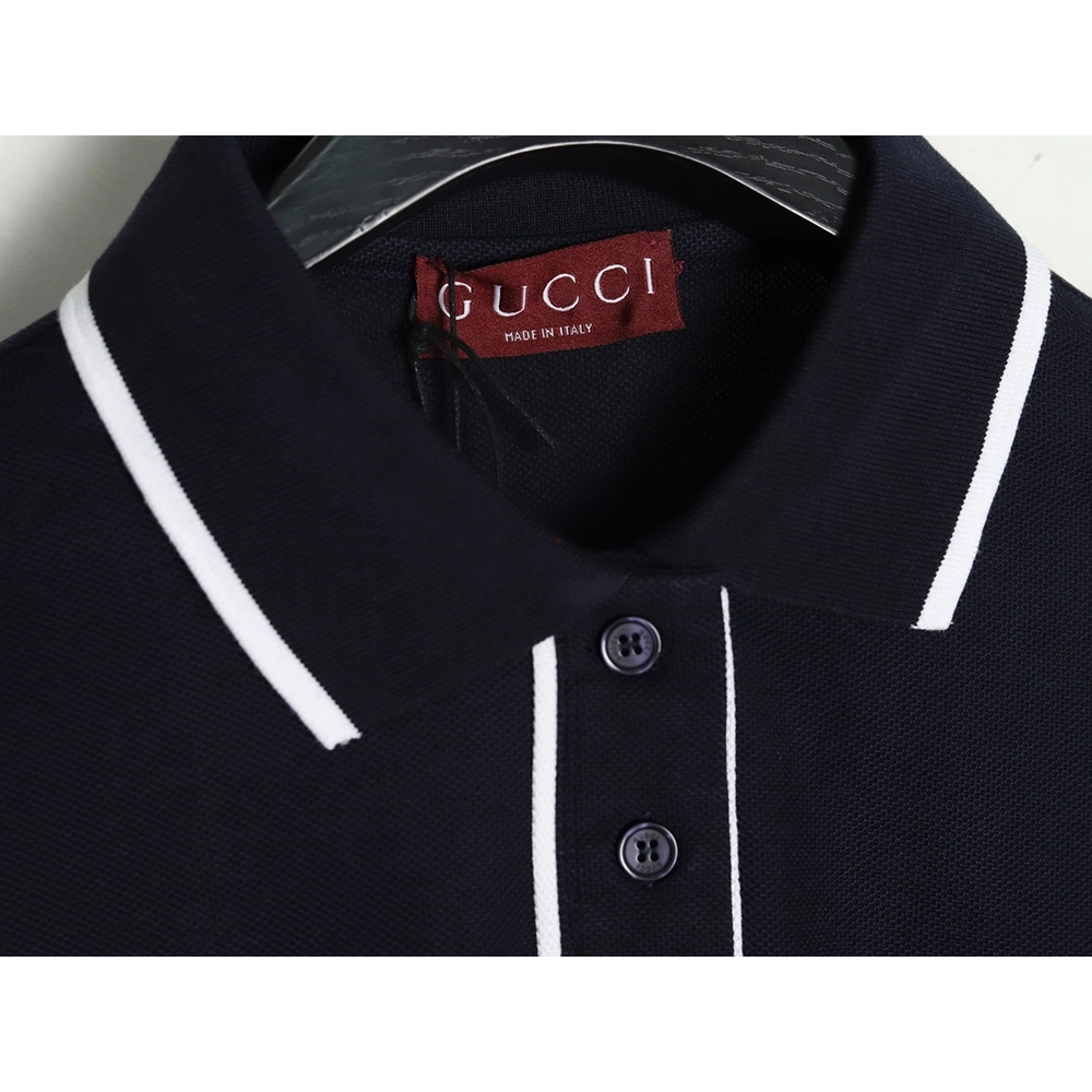 Gucci contrasting collar lettering laser embroidery short sleeve polo shirt TSK1,Gucci
