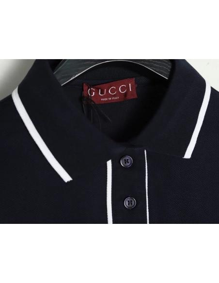 Gucci contrasting collar lettering laser embroidery short sleeve polo shirt TSK1,Gucci