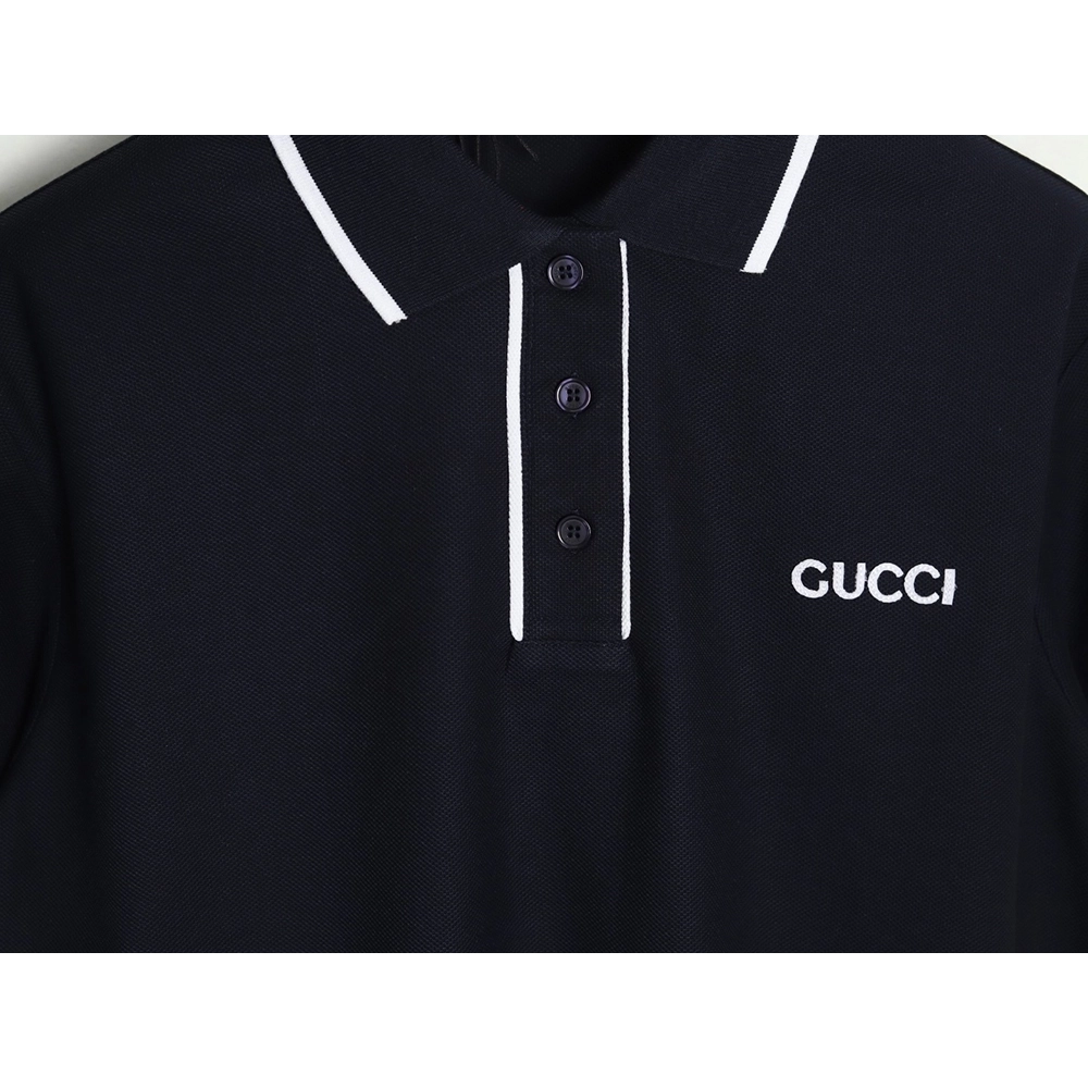 Gucci contrasting collar lettering laser embroidery short sleeve polo shirt TSK1,Gucci