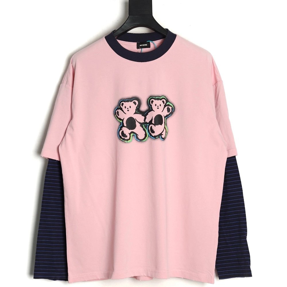 We11Done Double-sided bear striped stitching washed nostalgic T-shirt,We11done