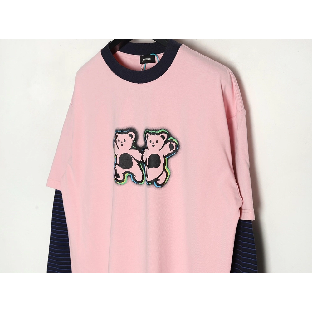 We11Done Double-sided bear striped stitching washed nostalgic T-shirt,We11done