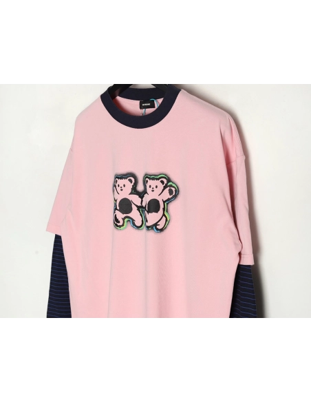 We11Done Double-sided bear striped stitching washed nostalgic T-shirt,We11done