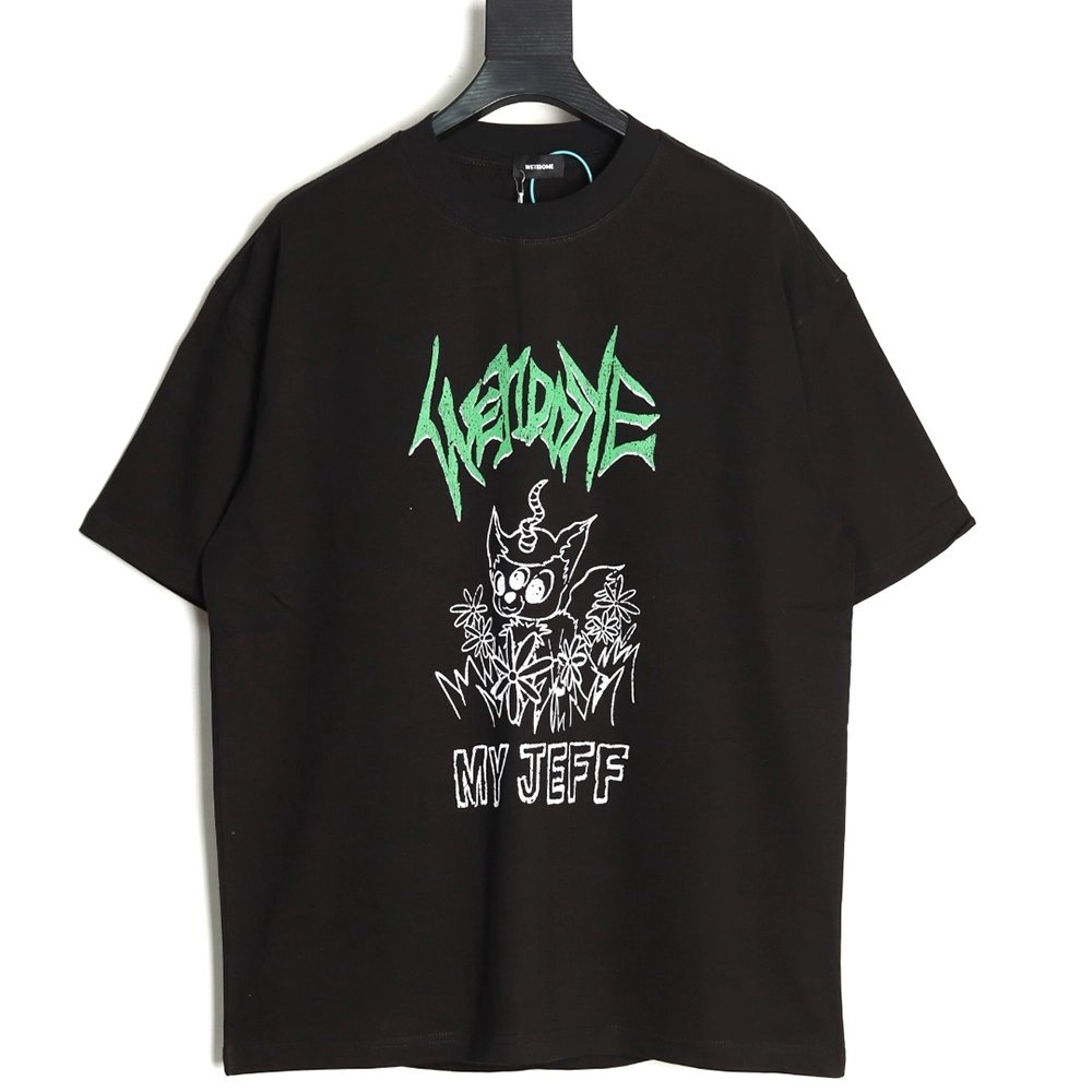 We11Done Gothic font print monster sketch short-sleeved T-shirt TSK1,We11done