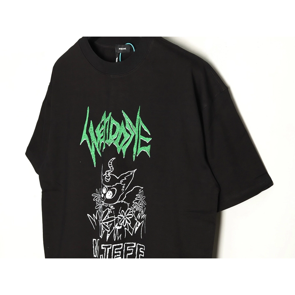We11Done Gothic font print monster sketch short-sleeved T-shirt TSK1,We11done