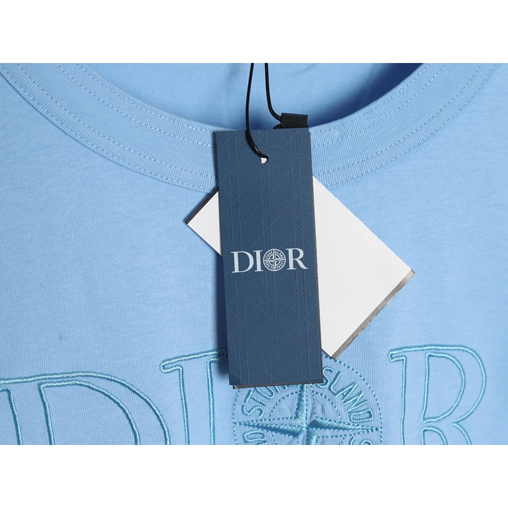 Dior &amp; Stone Island Embroidered Letter Compass Short Sleeve T-Shirt,Dior