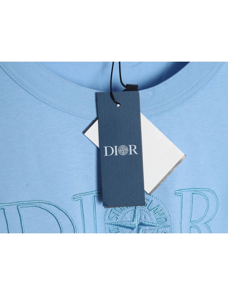 Dior &amp; Stone Island Embroidered Letter Compass Short Sleeve T-Shirt,Dior