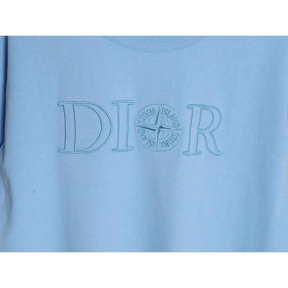 Dior &amp; Stone Island Embroidered Letter Compass Short Sleeve T-Shirt,Dior