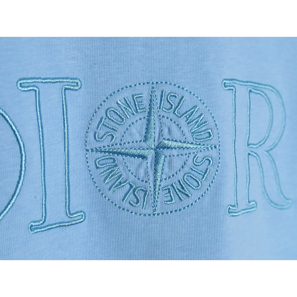 Dior &amp; Stone Island Embroidered Letter Compass Short Sleeve T-Shirt,Dior