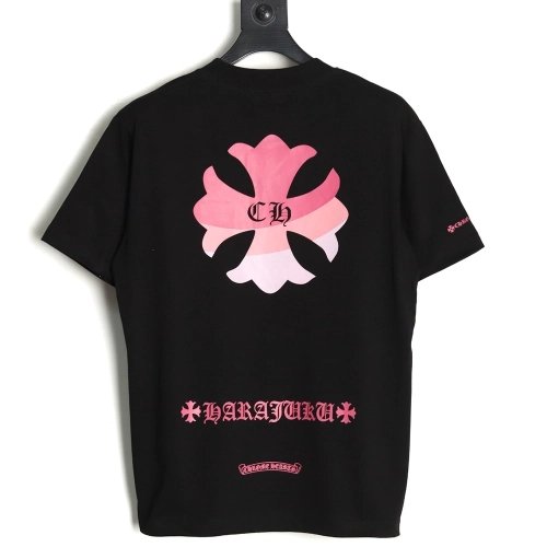 Chrome Hearts purple horseshoe gradient logo short-sleeved T-shirt TSK1,Chrome Hearts