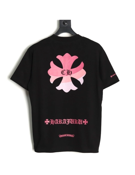 Chrome Hearts purple horseshoe gradient logo short-sleeved T-shirt TSK1,Chrome Hearts