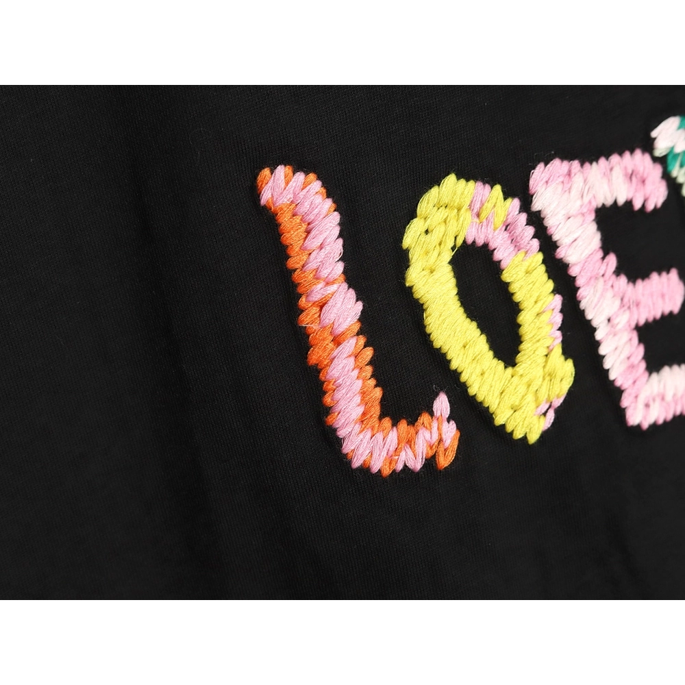 Loewe Rainbow Embroidered Round Neck Short Sleeve T-Shirt,Loewe