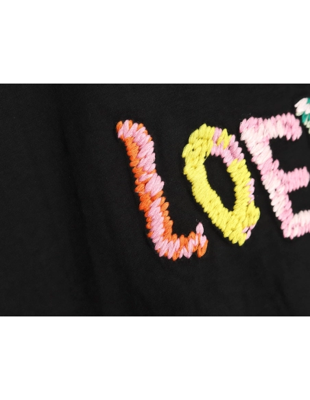 Loewe Rainbow Embroidered Round Neck Short Sleeve T-Shirt,Loewe