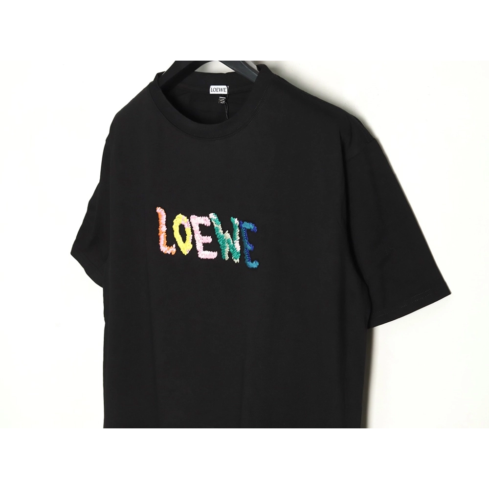 Loewe Rainbow Embroidered Round Neck Short Sleeve T-Shirt,Loewe