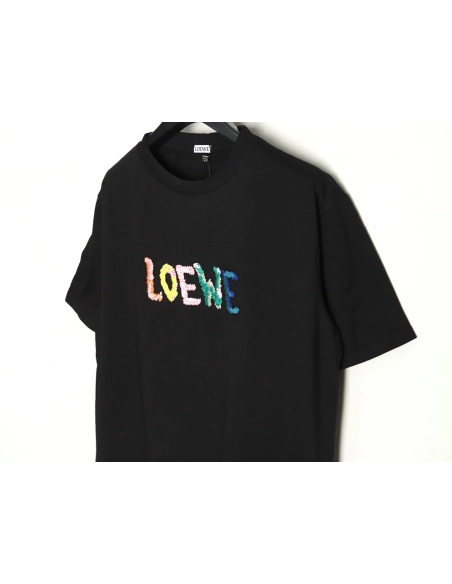 Loewe Rainbow Embroidered Round Neck Short Sleeve T-Shirt,Loewe
