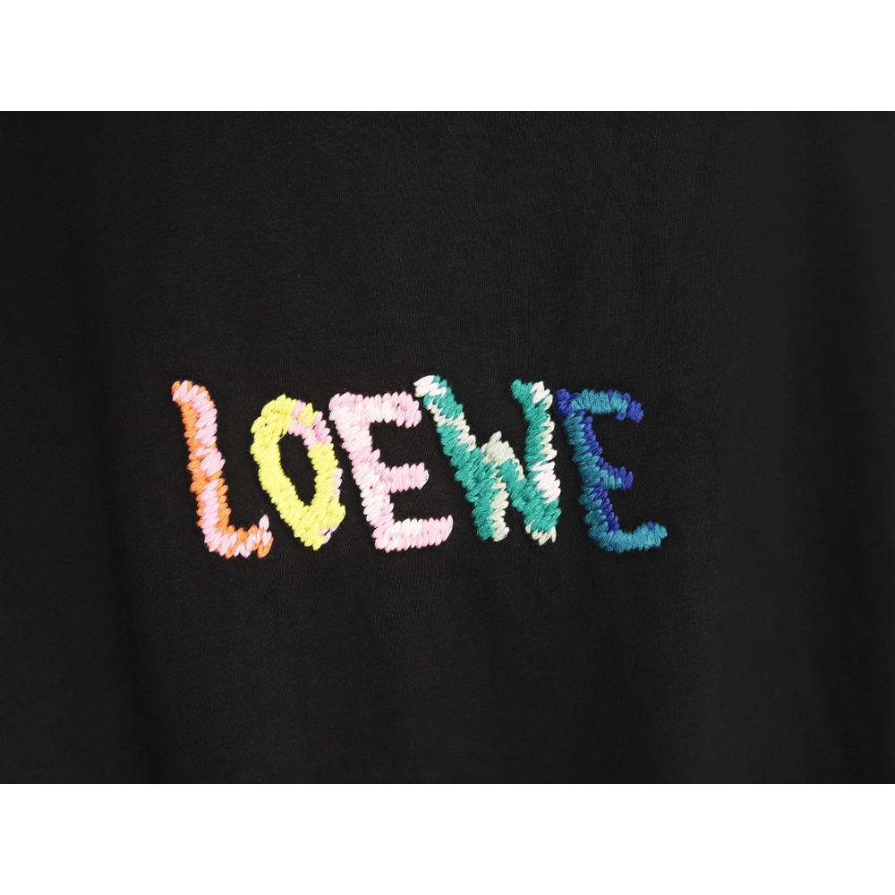 Loewe Rainbow Embroidered Round Neck Short Sleeve T-Shirt,Loewe