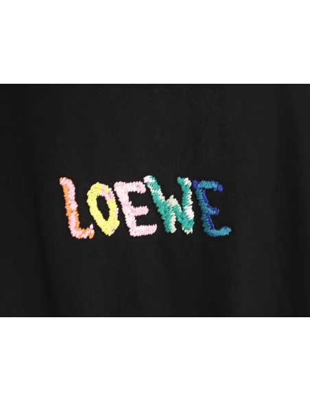Loewe Rainbow Embroidered Round Neck Short Sleeve T-Shirt,Loewe