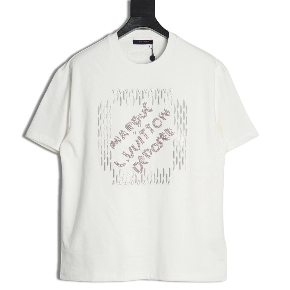 Louis Vuitton tricolor beaded embroidered short-sleeved T-shirt,Louis Vuitton