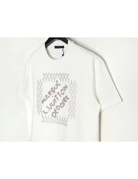 Louis Vuitton tricolor beaded embroidered short-sleeved T-shirt,Louis Vuitton