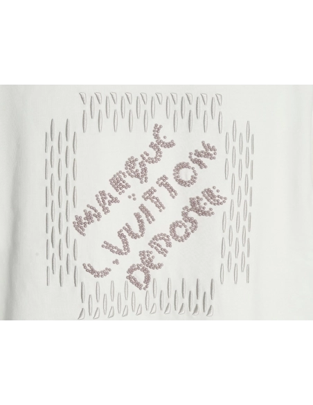 Louis Vuitton tricolor beaded embroidered short-sleeved T-shirt,Louis Vuitton