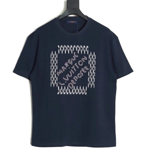 Louis Vuitton tricolor beaded embroidered short-sleeved T-shirt TSK1,Louis Vuitton