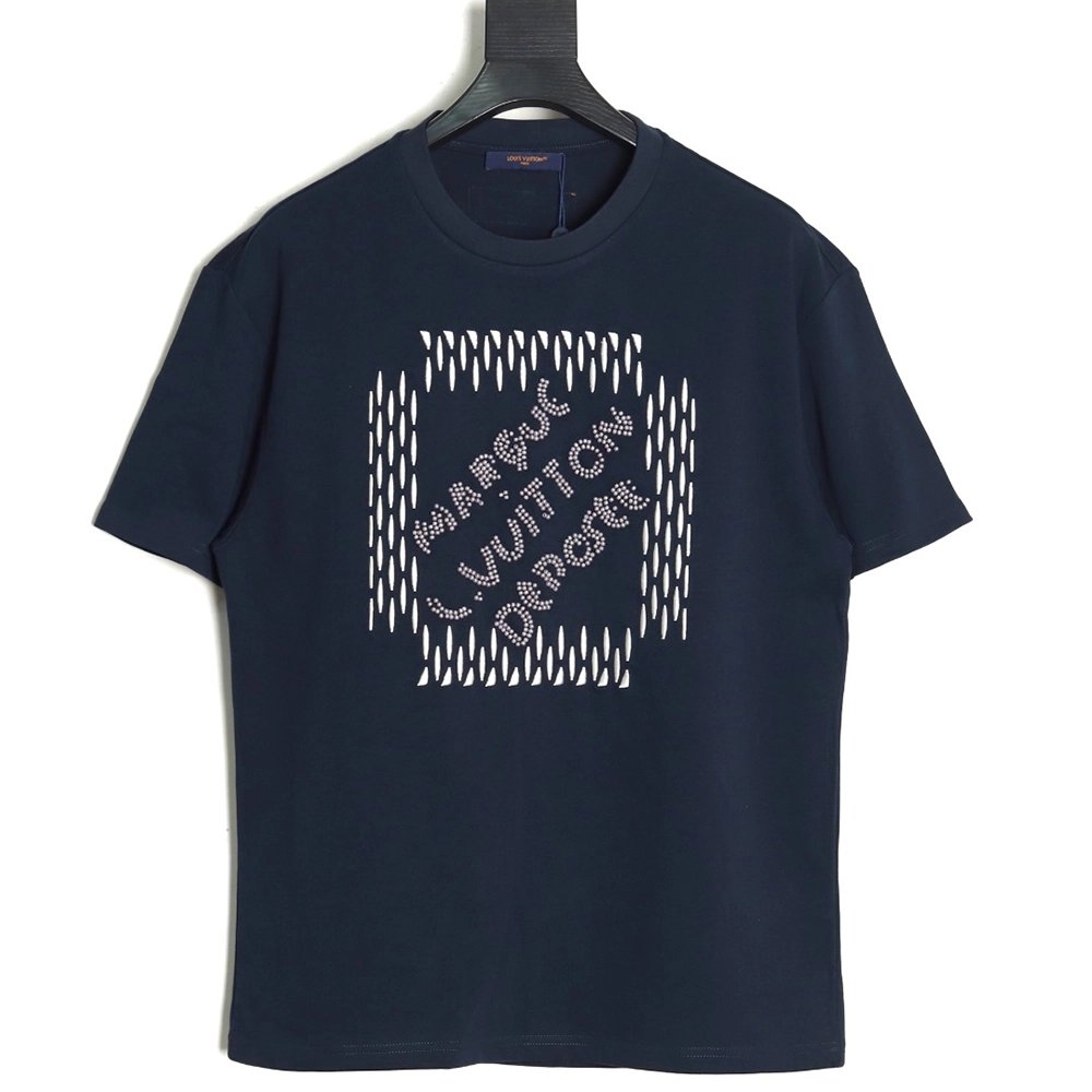 Louis Vuitton tricolor beaded embroidered short-sleeved T-shirt TSK1,Louis Vuitton