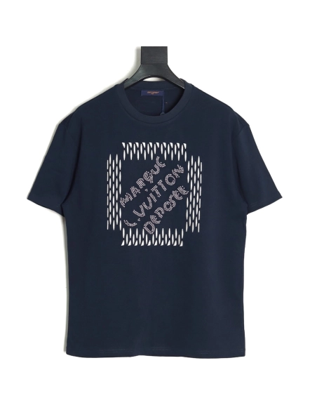 Louis Vuitton tricolor beaded embroidered short-sleeved T-shirt TSK1,Louis Vuitton