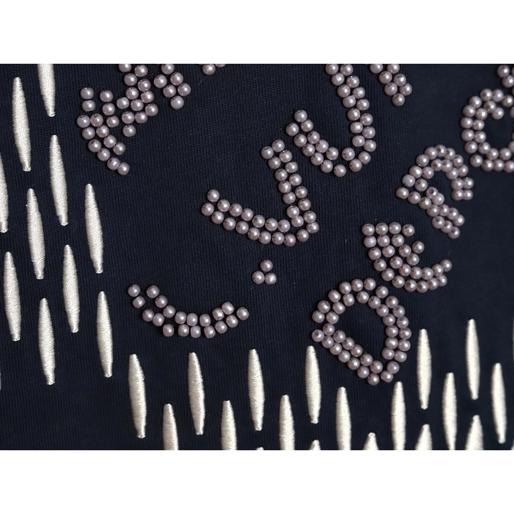 Louis Vuitton tricolor beaded embroidered short-sleeved T-shirt TSK1,Louis Vuitton
