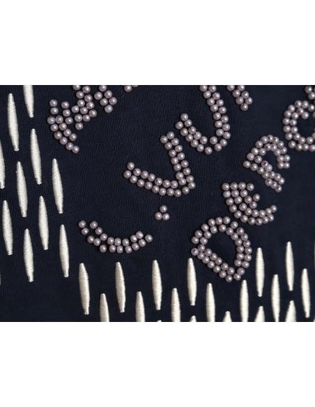 Louis Vuitton tricolor beaded embroidered short-sleeved T-shirt TSK1,Louis Vuitton