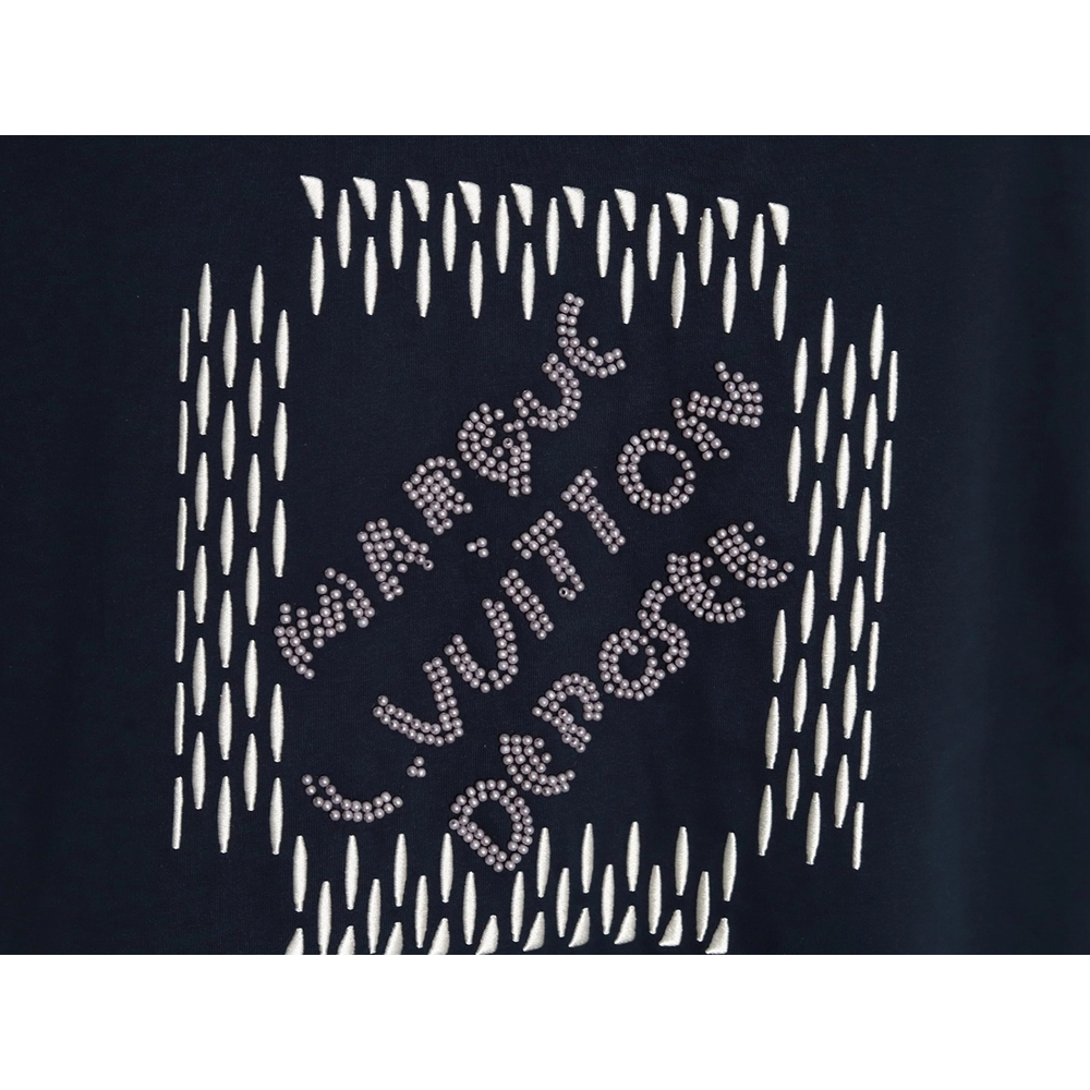 Louis Vuitton tricolor beaded embroidered short-sleeved T-shirt TSK1,Louis Vuitton