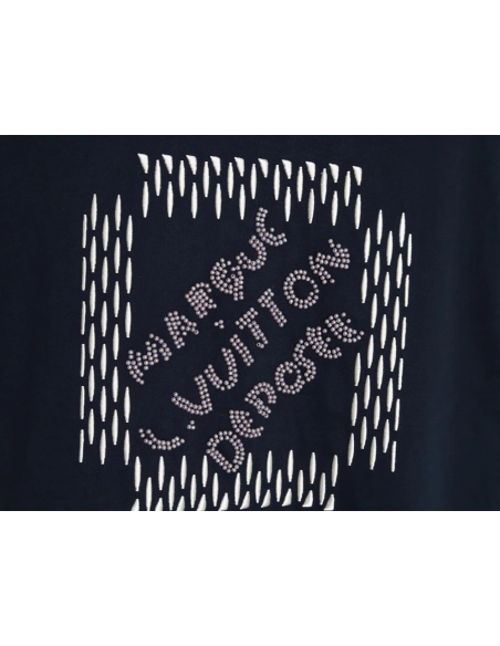 Louis Vuitton tricolor beaded embroidered short-sleeved T-shirt TSK1,Louis Vuitton