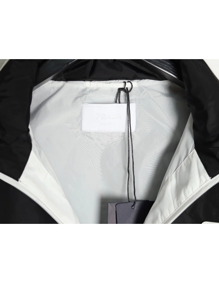 Prada White Zipper Camping Hooded Jacket,Prada
