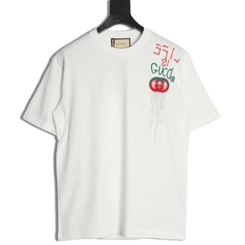 Gucci shoulder contrast logo tassel embroidered short sleeve T-shirt,Gucci