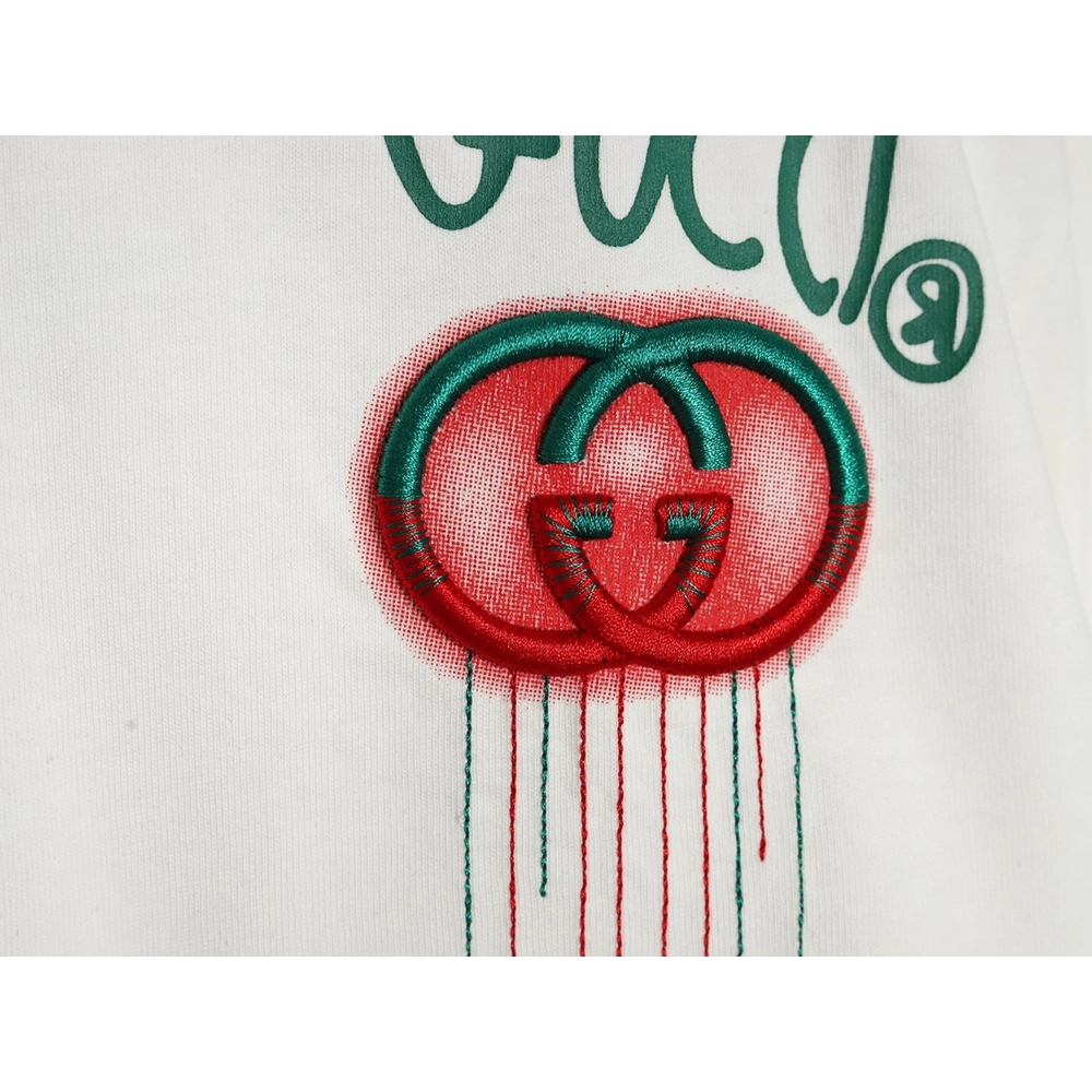 Gucci shoulder contrast logo tassel embroidered short sleeve T-shirt,Gucci