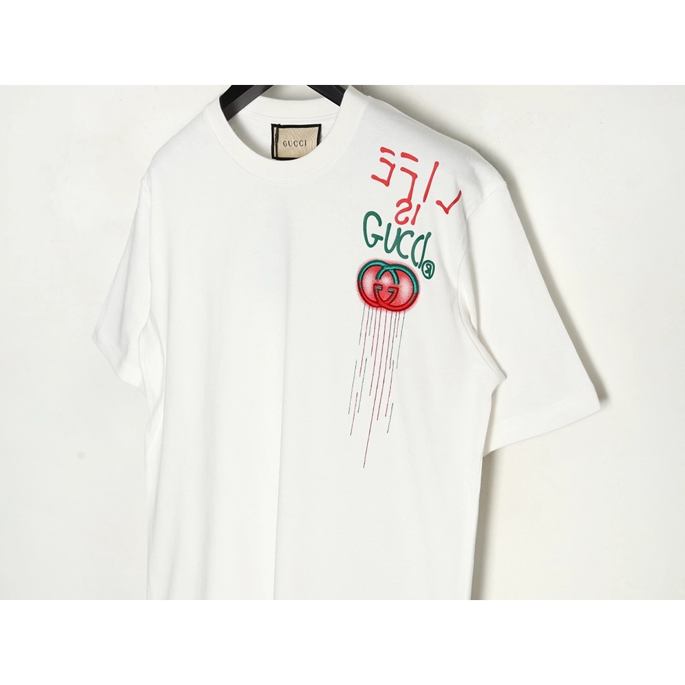 Gucci shoulder contrast logo tassel embroidered short sleeve T-shirt,Gucci