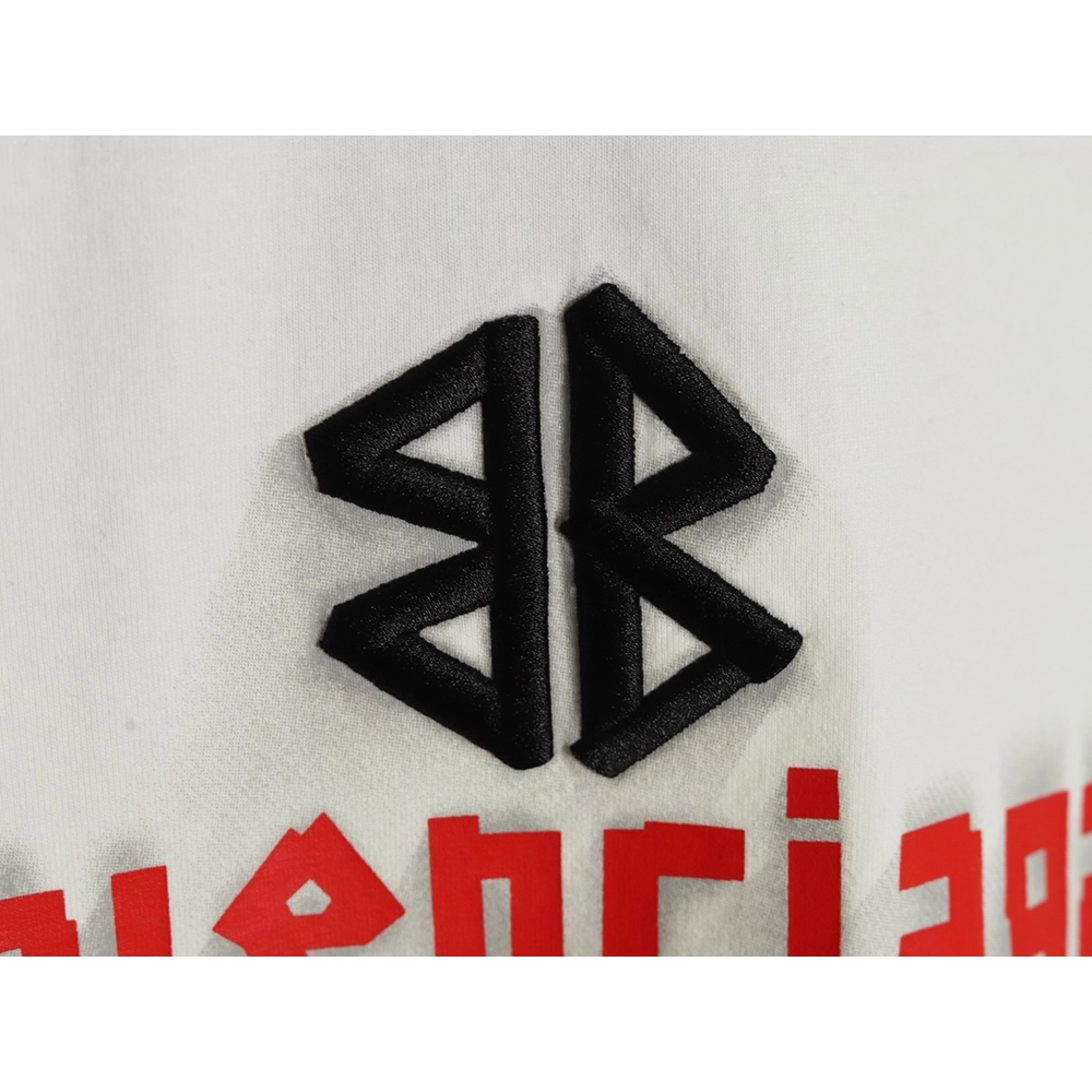 Balenciaga Double B embroidery and 3D inkjet logo ripped short-sleeved T-shirt,Balenciaga