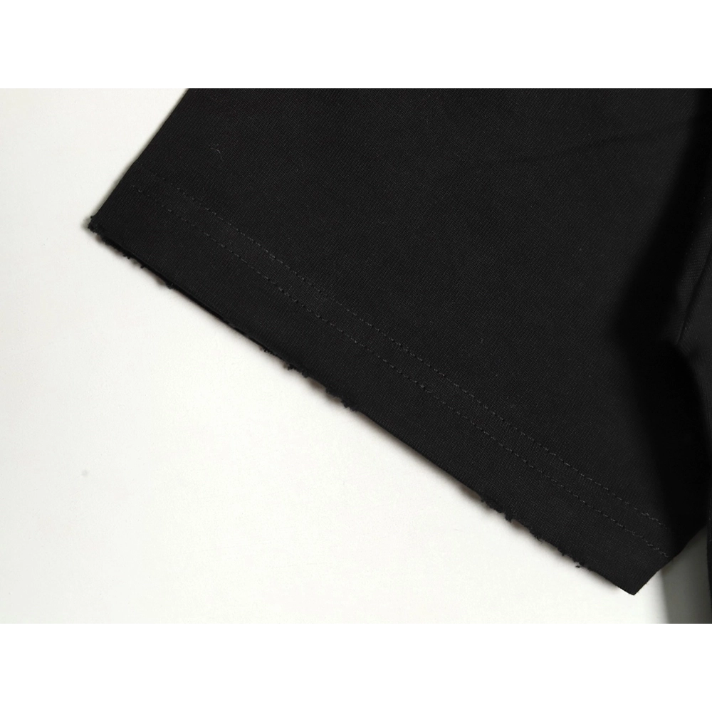 Balenciaga Double B embroidery and 3D inkjet logo ripped short-sleeved T-shirt TSK1,Balenciaga