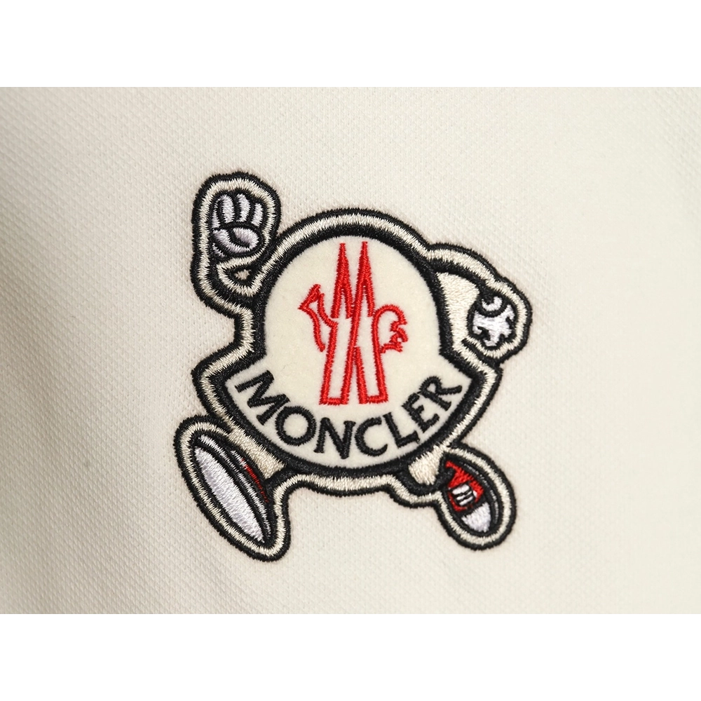 Moncler Running Man Embroidered Badge Short Sleeve Polo Shirt,Moncler