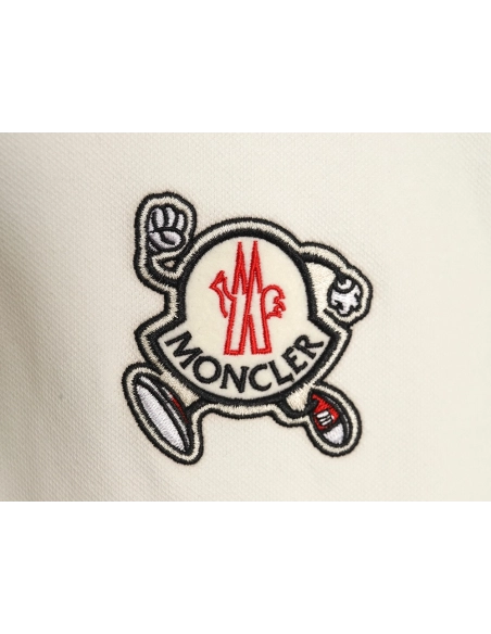 Moncler Running Man Embroidered Badge Short Sleeve Polo Shirt,Moncler