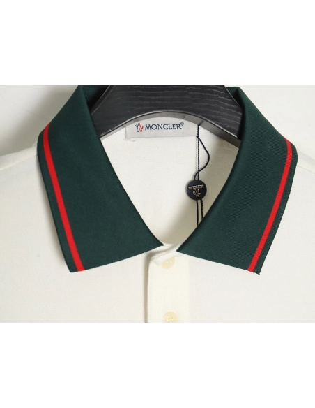 Moncler Running Man Embroidered Badge Short Sleeve Polo Shirt,Moncler